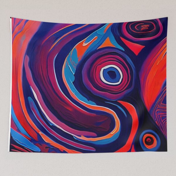 Item preview, Aboriginal Abstract Artwork Red, Blue and Orange Circles designed and sold by Michael Voyler.