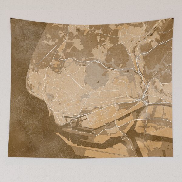 Item preview, Map of Le Havre (France) in sepia vintage style designed and sold by blursbyai.