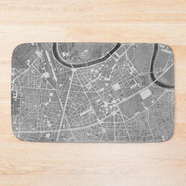Item preview, Map of Grenoble downtown (France) in gray vintage style designed and sold by blursbyai.