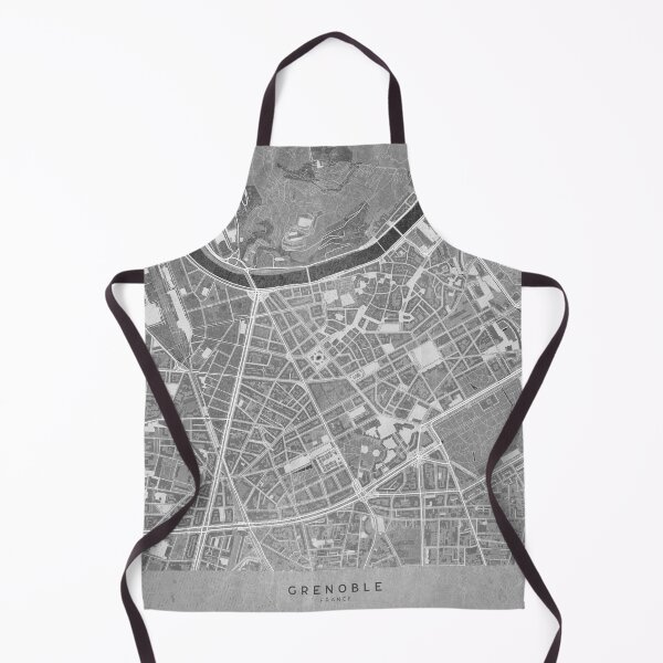 Item preview, Map of Grenoble downtown (France) in gray vintage style designed and sold by blursbyai.
