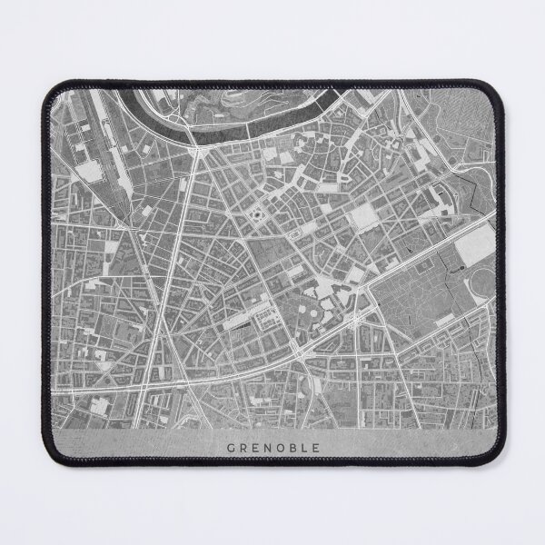 Item preview, Map of Grenoble downtown (France) in gray vintage style designed and sold by blursbyai.