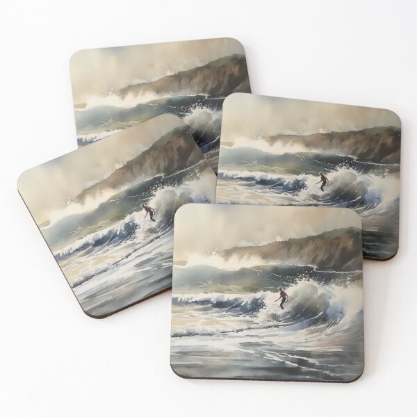 Item preview, Watercolur Surfing Art, Ocean Wave, Modern Reeds, Beach, Tropical Surf Printable designed and sold by AdrianStyleArt.