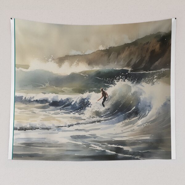 Item preview, Watercolur Surfing Art, Ocean Wave, Modern Reeds, Beach, Tropical Surf Printable designed and sold by AdrianStyleArt.