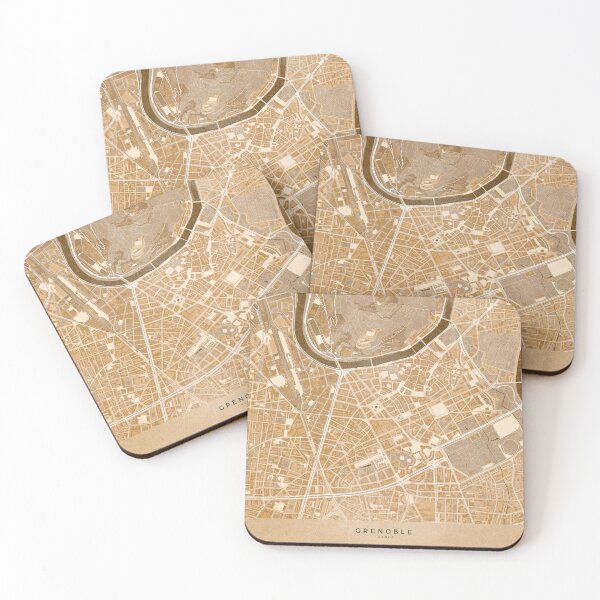 Item preview, Map of Grenoble downtown (France) in sepia vintage style designed and sold by blursbyai.