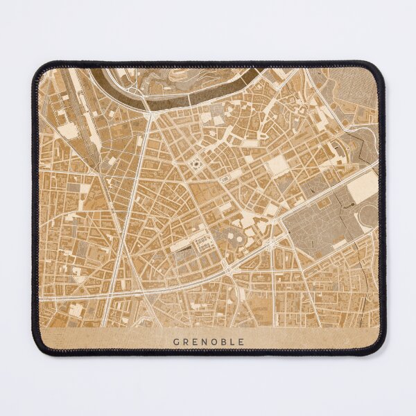 Item preview, Map of Grenoble downtown (France) in sepia vintage style designed and sold by blursbyai.