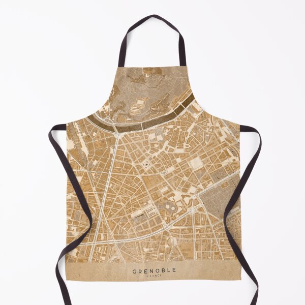 Item preview, Map of Grenoble downtown (France) in sepia vintage style designed and sold by blursbyai.