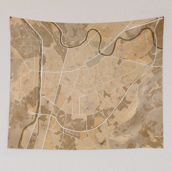 Item preview, Map of Grenoble (France) in sepia vintage style designed and sold by blursbyai.
