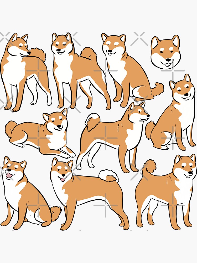Cute shiba inu dog pattern Sticker for Sale by Yarafantasyart