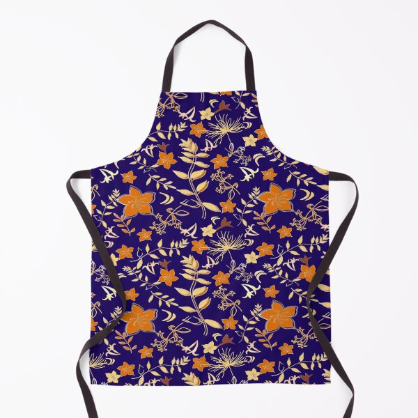 Item preview, Navy orange dandelion floral designed and sold by DixieArt99.