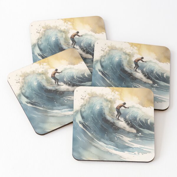 Item preview, Watercolur Surfing Art, Ocean Wave, Surfer, Tropical Surf Printable designed and sold by AdrianStyleArt.