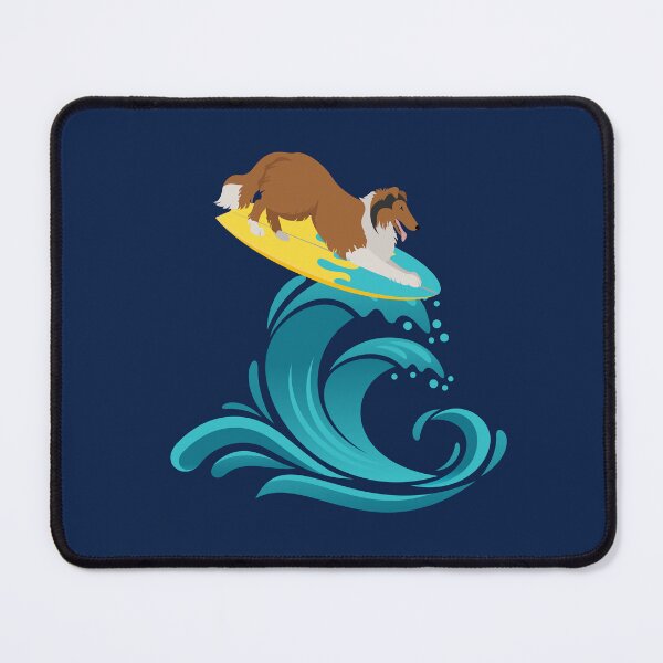 Item preview, Rough Collie Dog on Surf Board on Summer Sea Wave designed and sold by SeasonalDogs.