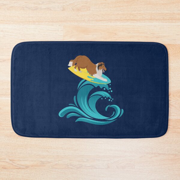 Item preview, Rough Collie Dog on Surf Board on Summer Sea Wave designed and sold by SeasonalDogs.