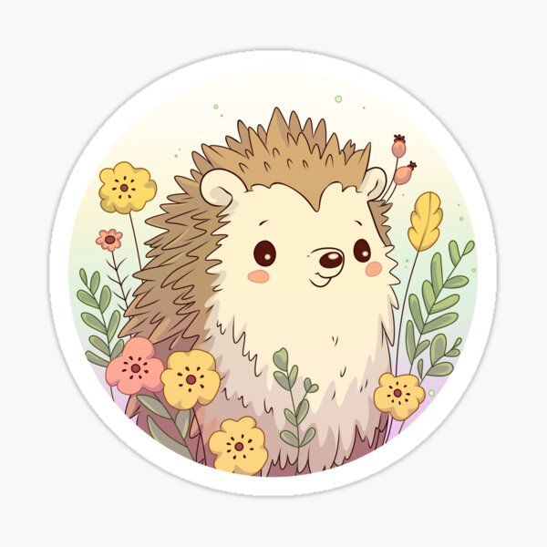 cute hedgehog posing for photo, kawaii anime style illustration, brown  tones