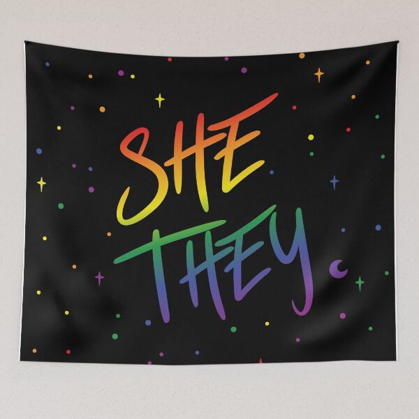 Item preview, Pride Flag Stars She/They Pronouns designed and sold by MoonMint.