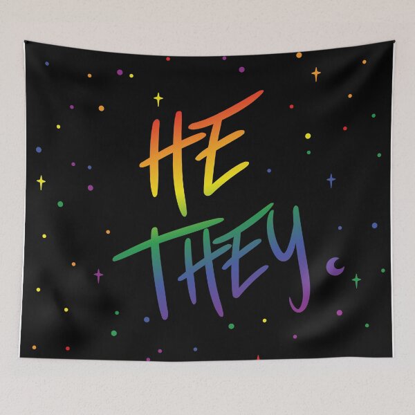 Item preview, Pride Flag Stars He/They Pronouns designed and sold by MoonMint.