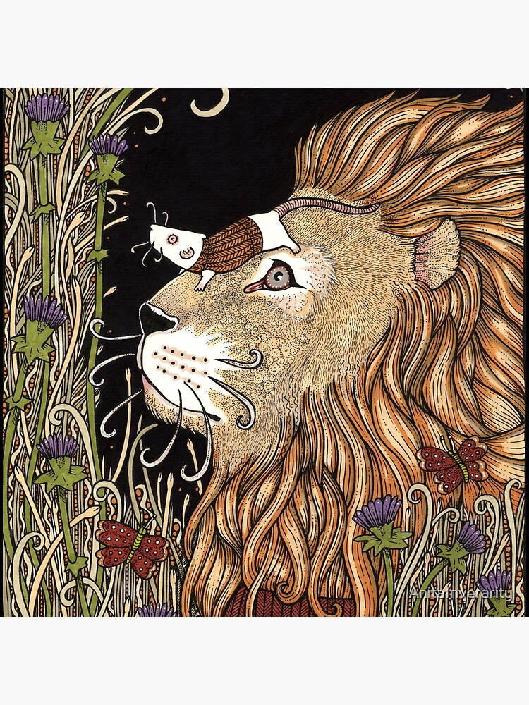 Thumbnail 4 of 4, Pillow, The Lion and the Mouse  designed and sold by AnitaInverarity.