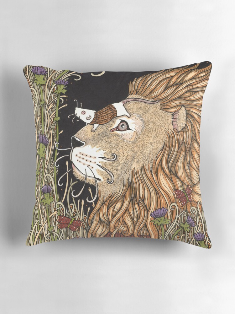 Thumbnail 3 of 4, Pillow, The Lion and the Mouse  designed and sold by AnitaInverarity.