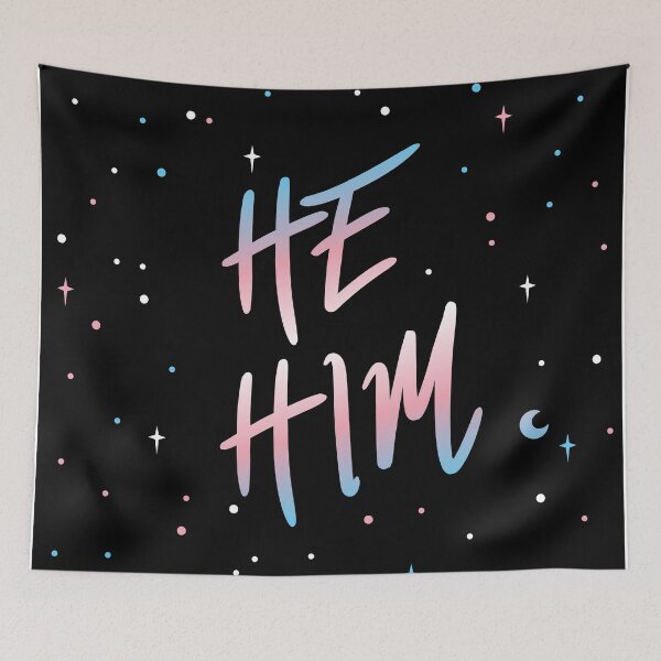 Item preview, Trans Flag Stars He/Him Pronouns designed and sold by MoonMint.