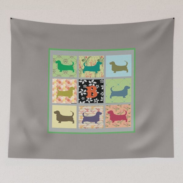 Item preview, Basset Hound Patchwork designed and sold by ScotlandYards Designs.