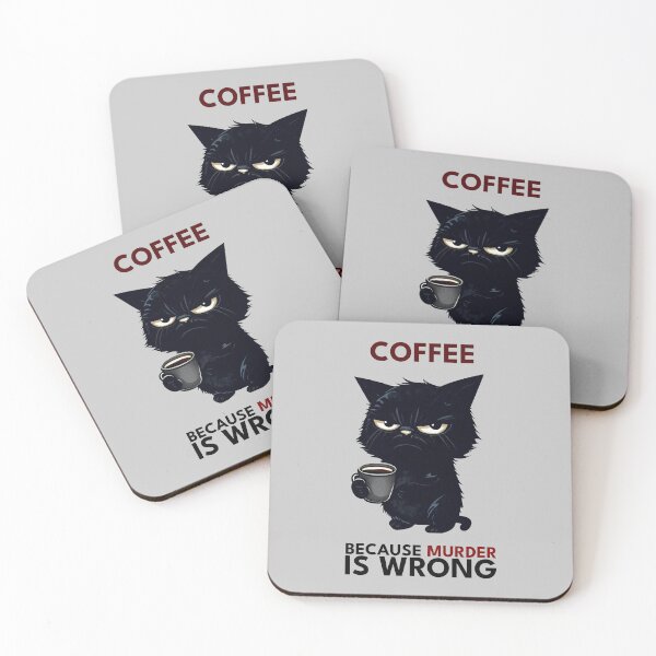 Item preview, coffee because murder is wrong coffee cat funny designed and sold by Artyselley.