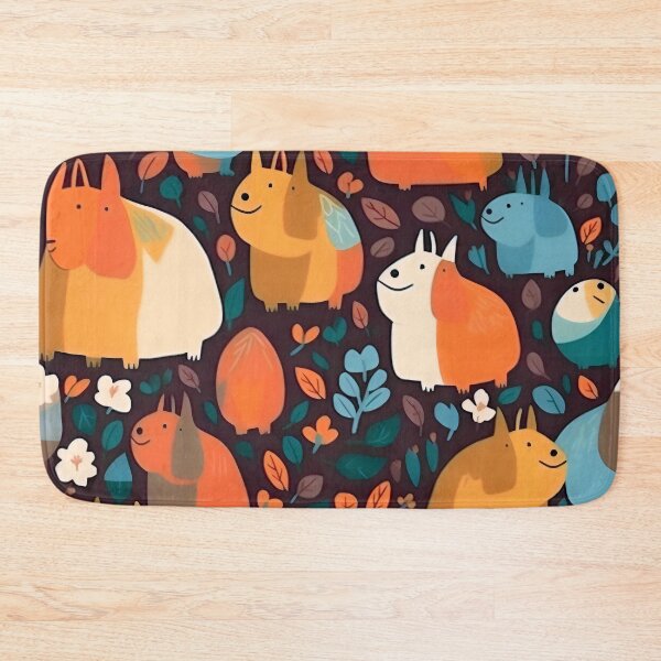Item preview, Colourful crazy capybara pattern  designed and sold by AiBroughtToLife.