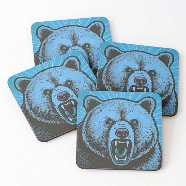 Item preview, Angry Brown Bear （Blue color） designed and sold by SMALL BEAR ART.