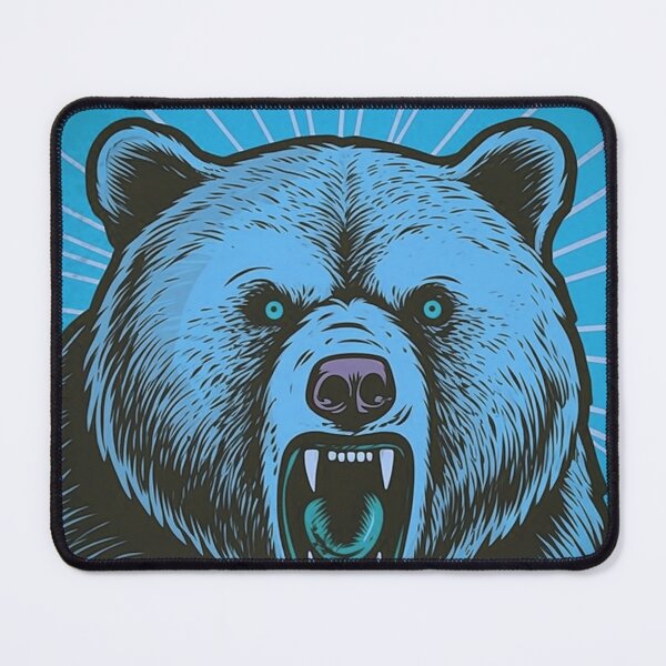 Item preview, Angry Brown Bear (Blue color) designed and sold by SMALL BEAR ART.
