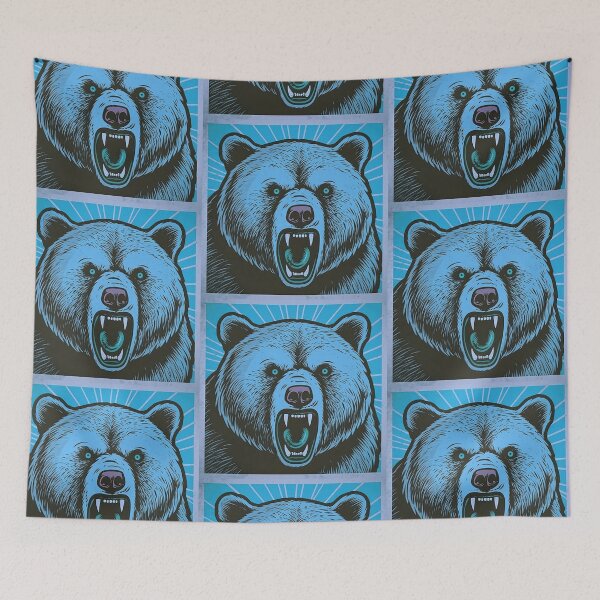 Item preview, Angry Brown Bear （Blue color） designed and sold by SMALL BEAR ART.
