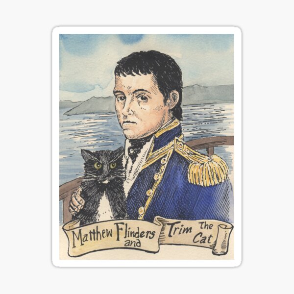 Matthew Flinders and Trim the cat Sticker