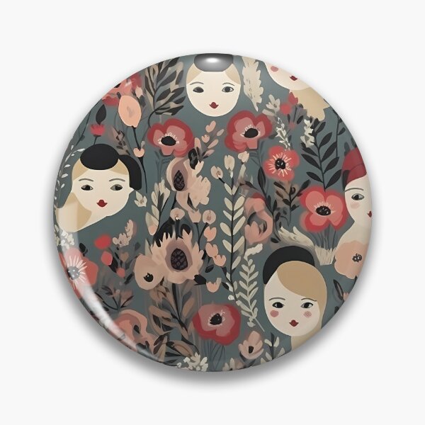 Item preview, Contemporary botanical pattern with a female face designed and sold by MTJ-Mushrooms.