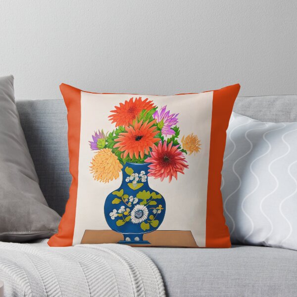 Item preview, Chrysanthemums in a Blue Chinese Vase designed and sold by Marymarice.