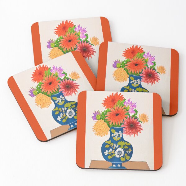 Item preview, Chrysanthemums in a Blue Chinese Vase designed and sold by Marymarice.