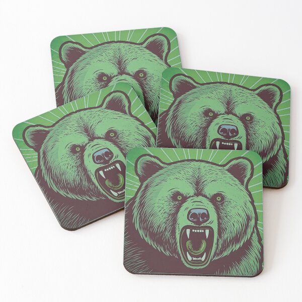 Item preview, Angry Brown Bear （Green color） designed and sold by SMALL BEAR ART.