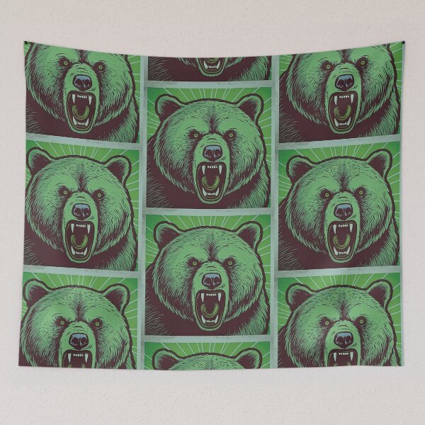 Item preview, Angry Brown Bear （Green color） designed and sold by SMALL BEAR ART.