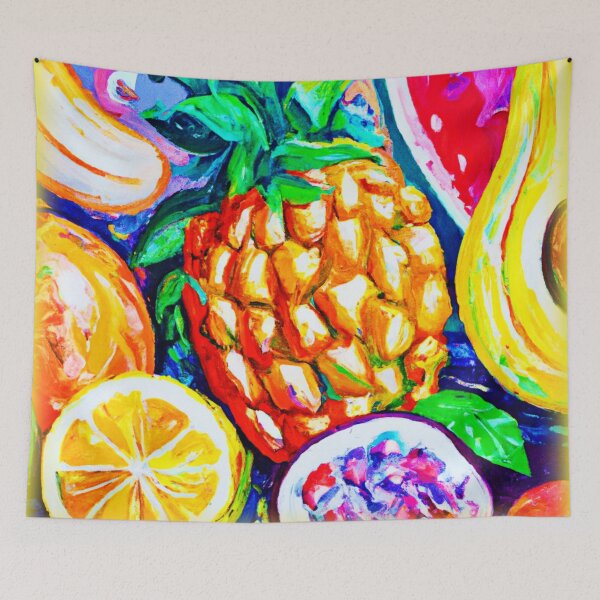 Item preview, " Pineapple Orange Banana Fruits" Cute Art. Buy Now  designed and sold by Health And Fitness Posts e-Store.