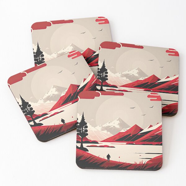 Artikelvorschau, Sleek and Serene: Minimalist Landscape in Black, Red, and Grey entworfen und verkauft von FireScreen.