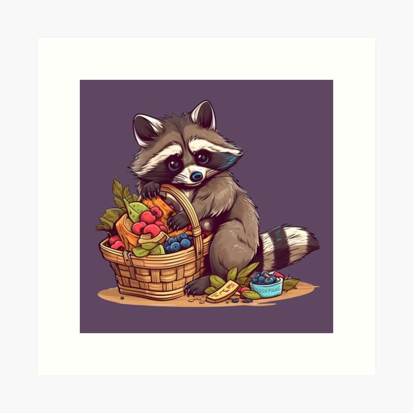 A hungry raccoon munching on a bakery bun