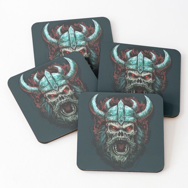 Item preview, Screaming Scary Evil Red Eyed Zombie Viking Skull designed and sold by Voysla.