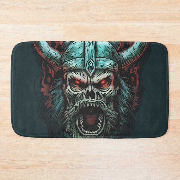 Item preview, Screaming Scary Evil Red Eyed Zombie Viking Skull designed and sold by Voysla.