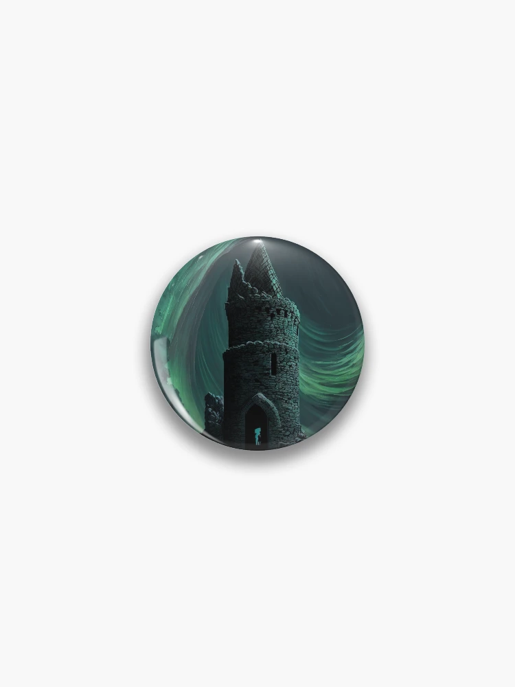 Thumbnail 1 von 3, Button, Spiral Citadel: Animated Nighttime Design with Green Energy designt und verkauft von FireScreen.