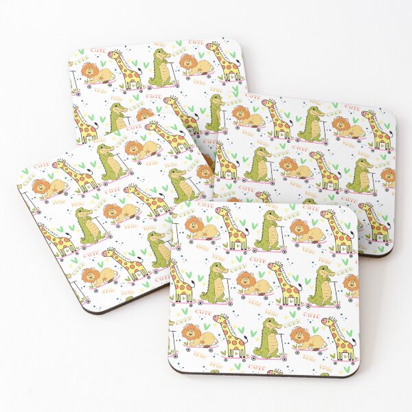 Item preview, seamless pattern with animals, colorful doodle wild animals and words pattern designed and sold by SabinArt.