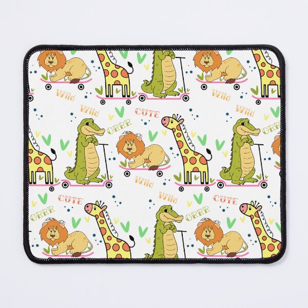 Item preview, seamless pattern with animals, colorful doodle wild animals and words pattern designed and sold by SabinArt.