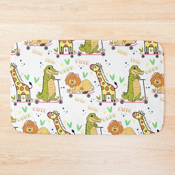 Item preview, seamless pattern with animals, colorful doodle wild animals and words pattern designed and sold by SabinArt.