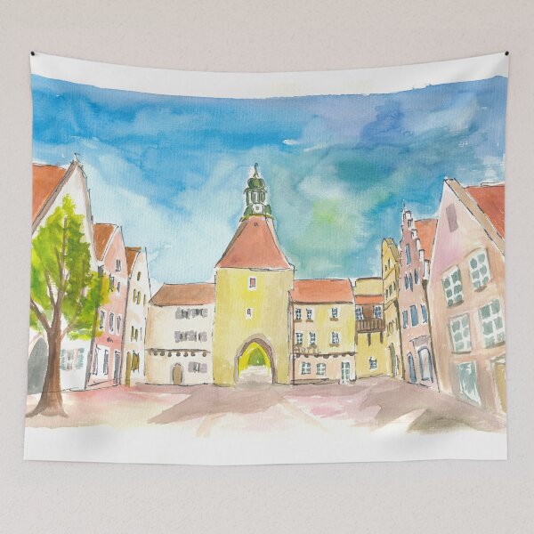 Item preview, Weiden Bavaria Lower Market Square with Gate and Medieval Houses designed and sold by artshop77.