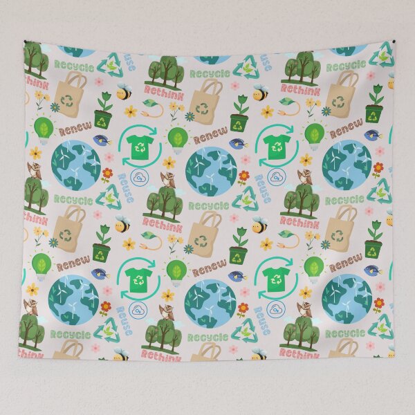 Item preview, Recycle Reuse Renew Rethink pattern designed and sold by PositiveIdeas.