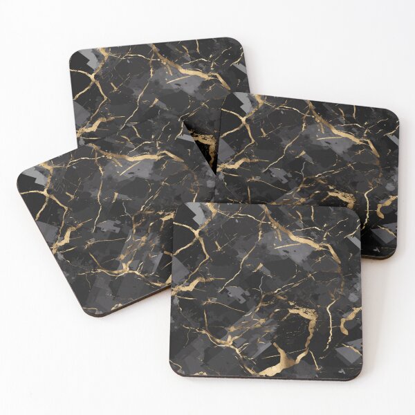 Item preview, Black Marble with Gold and White Streaks - Modern Art Print designed and sold by jimirads.