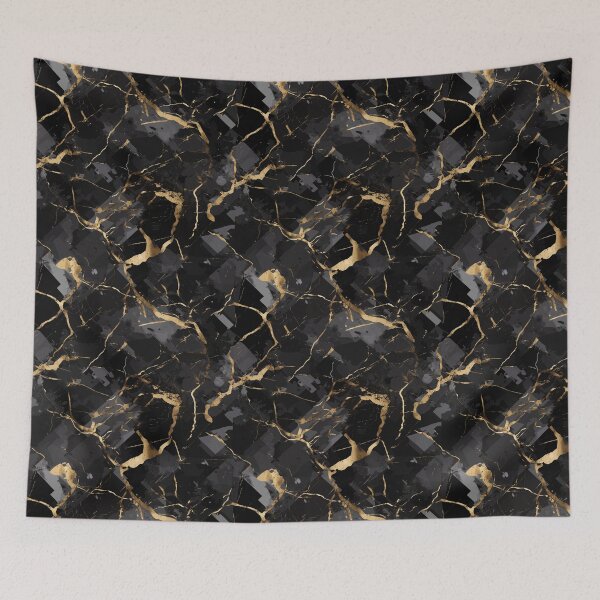 Item preview, Black Marble with Gold and White Streaks - Modern Art Print designed and sold by jimirads.