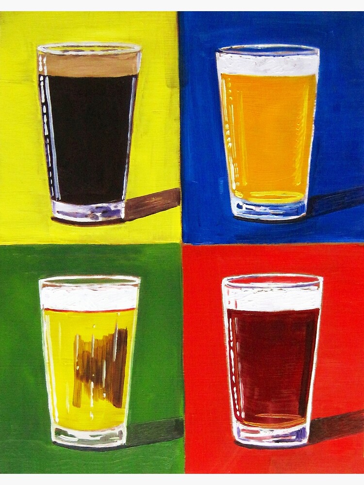 Mondrian Beer Parody Beer Pint Funny Beer Gifts for Men 