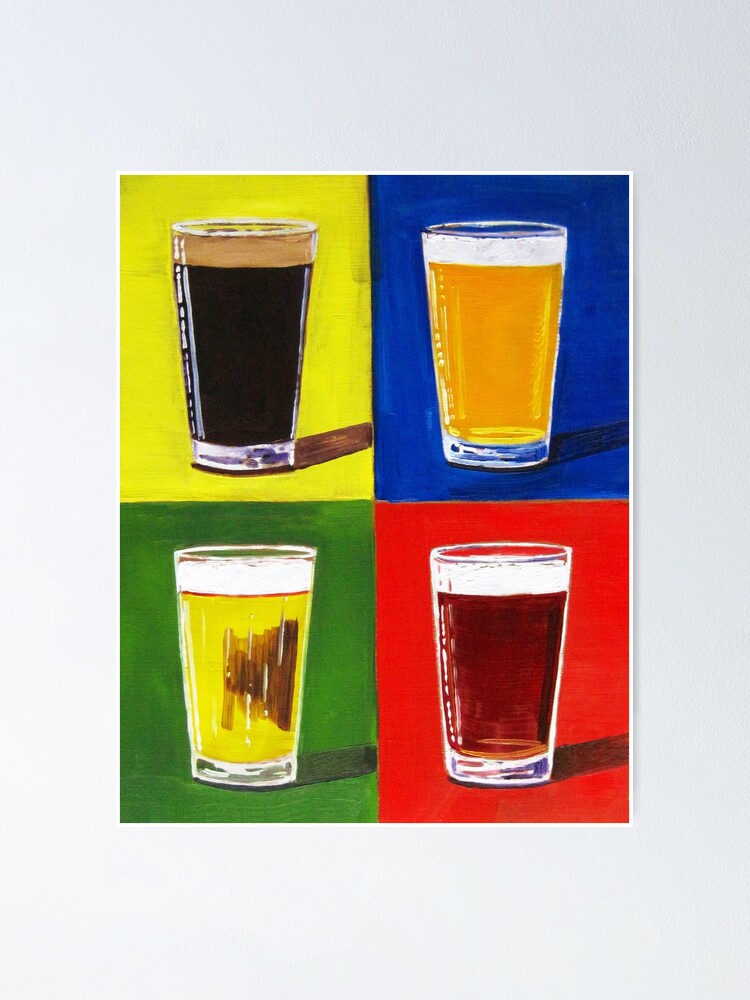 Mondrian Beer Parody Beer Pint Funny Beer Gifts for Men 