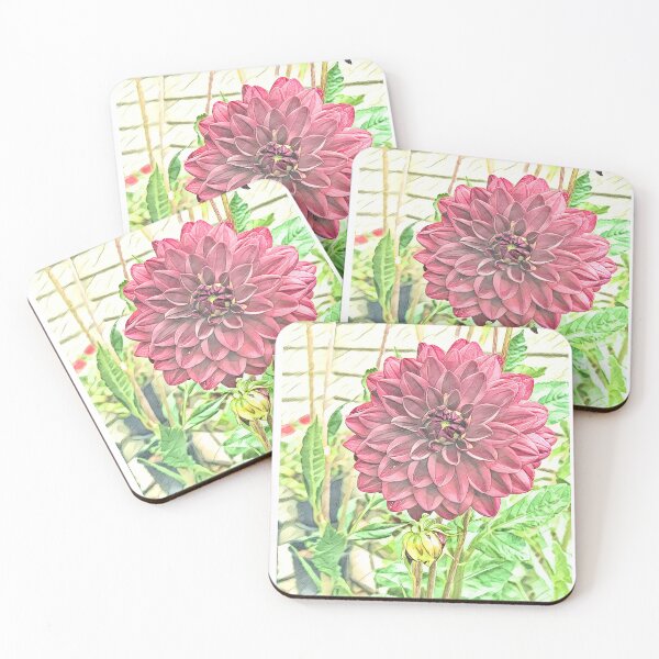 Item preview, Red Dahlia Flower Water Color Digital Art designed and sold by CommandoCrane.